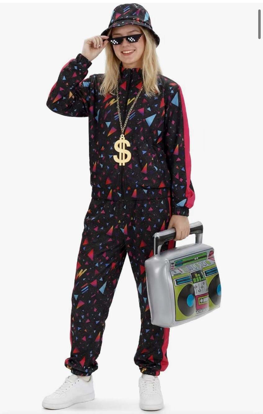 JDFAIJEAL Women 80s 90s Tracksuit Halloween Costume Set Size Large